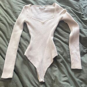 Abercrombie & Fitch Cream Ribbed Bodysuit